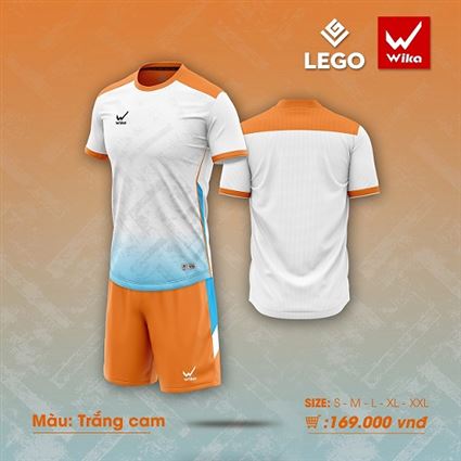 Áo Bóng Đá Không Logo Wika Lego Trắng Cam